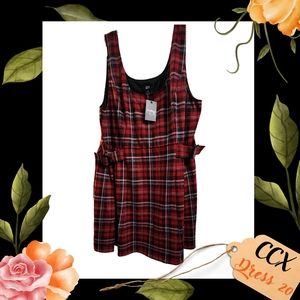 NWT CCX - Size 20 - Cute Red Plaid Dress with Buckle Detail